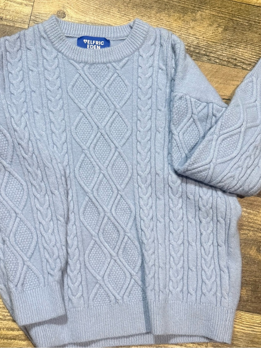 Aelfric Eden Light Blue Cable Knit Crewneck Sweater